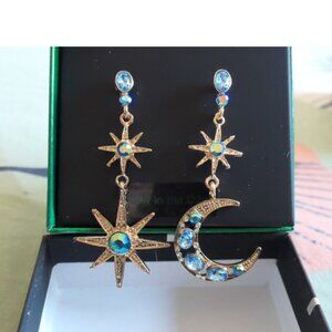 Betsey Johnson Celestial Mismatch Drop Earrings NEW